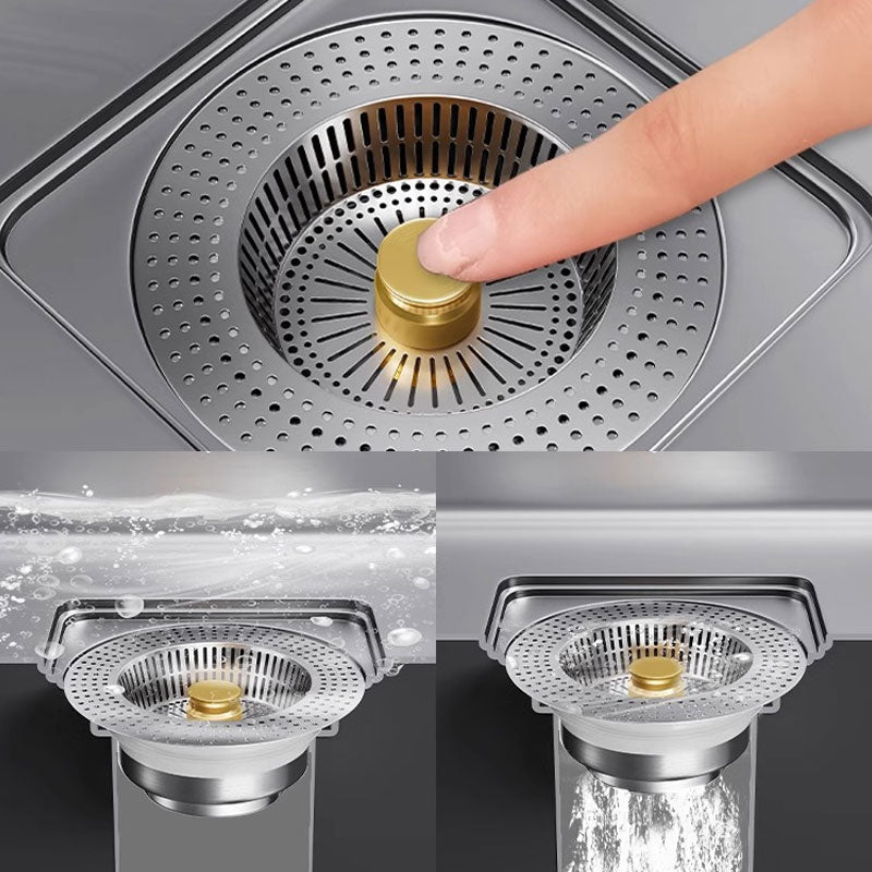 Push-Button Sink Drain Stopper 🚰 – Built-In Strainer & Odor Control