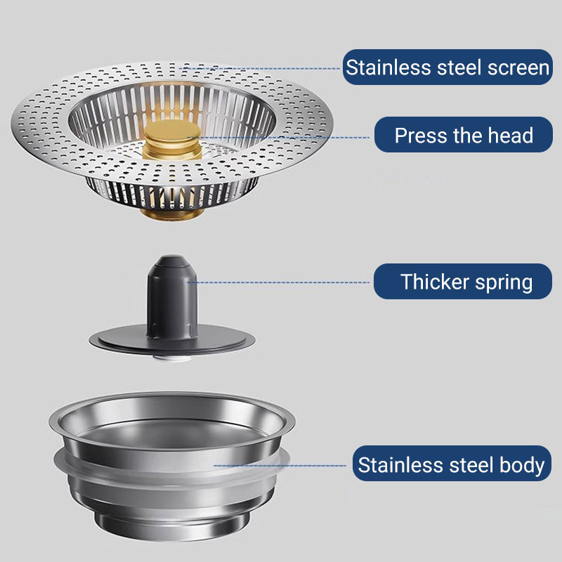 Push-Button Sink Drain Stopper 🚰 – Built-In Strainer & Odor Control