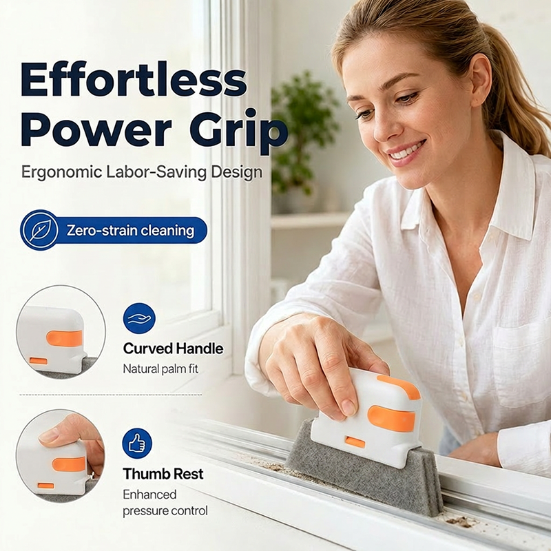 Deep-Clean Window Track Brush 🧽 – 3-in-1 Cleaning Tool for Narrow Grooves