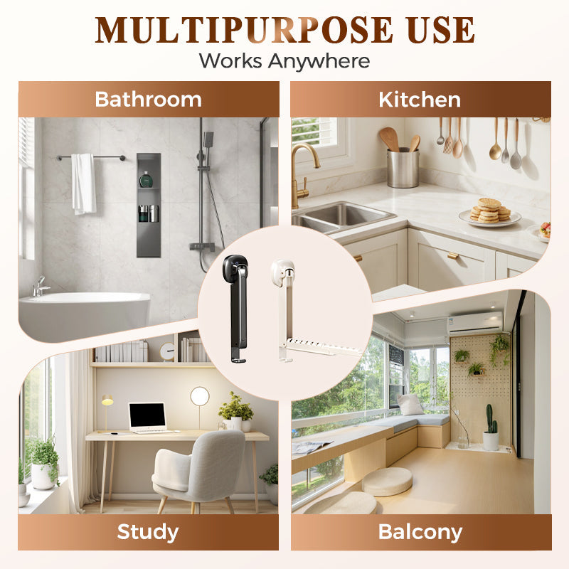 🧺 Foldable Telescopic Hanger Rack – Suction Cup Space-Saving Organizer
