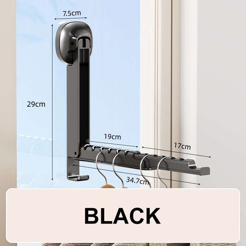🧺 Foldable Telescopic Hanger Rack – Suction Cup Space-Saving Organizer
