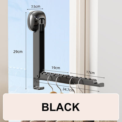 🧺 Foldable Telescopic Hanger Rack – Suction Cup Space-Saving Organizer