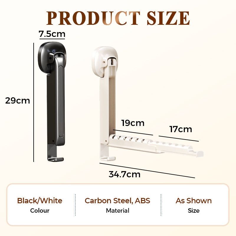 🧺 Foldable Telescopic Hanger Rack – Suction Cup Space-Saving Organizer
