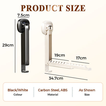 🧺 Foldable Telescopic Hanger Rack – Suction Cup Space-Saving Organizer