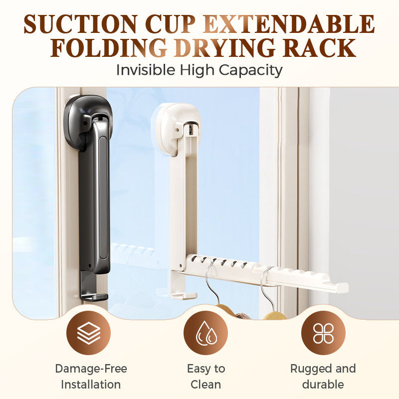 🧺 Foldable Telescopic Hanger Rack – Suction Cup Space-Saving Organizer