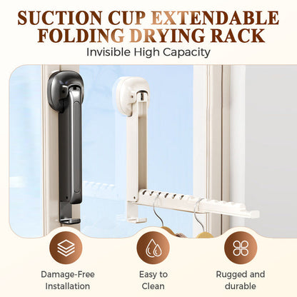 🧺 Foldable Telescopic Hanger Rack – Suction Cup Space-Saving Organizer