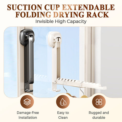 🧺 Foldable Telescopic Hanger Rack – Suction Cup Space-Saving Organizer