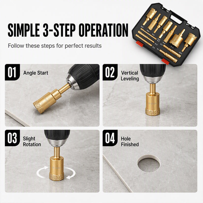 12-Piece Diamond Hole Saw Kit 💎 – Dry Tile Drilling Tools
