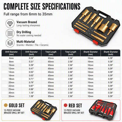 12-Piece Diamond Hole Saw Kit 💎 – Dry Tile Drilling Tools