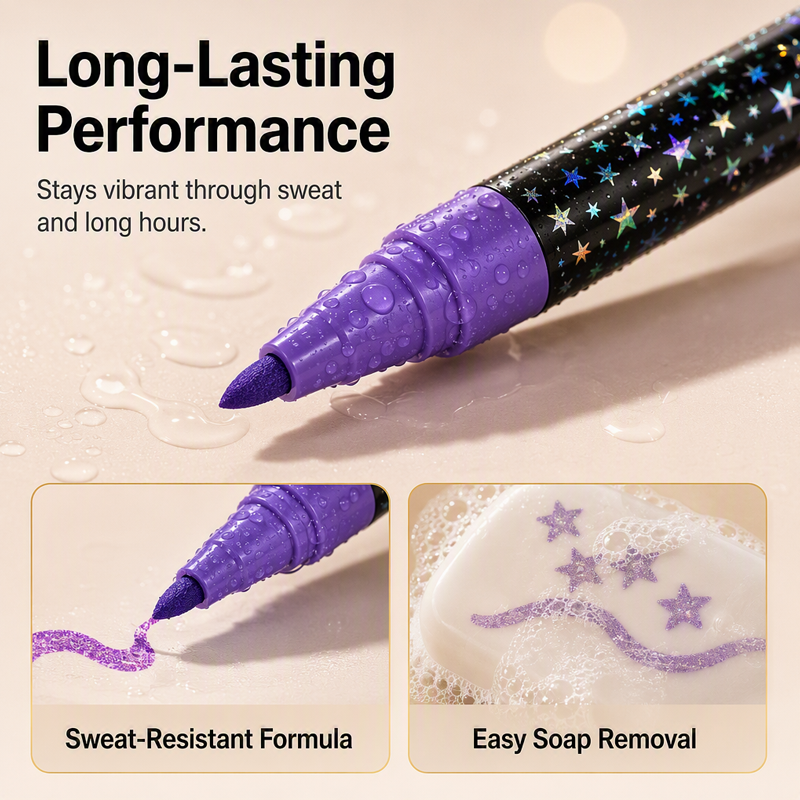 🎉 2026 Sale —Buy 3 Get 2 Free✨✨✨ 24‑Color Face & Body Glitter Marker Set with Dual Tips
