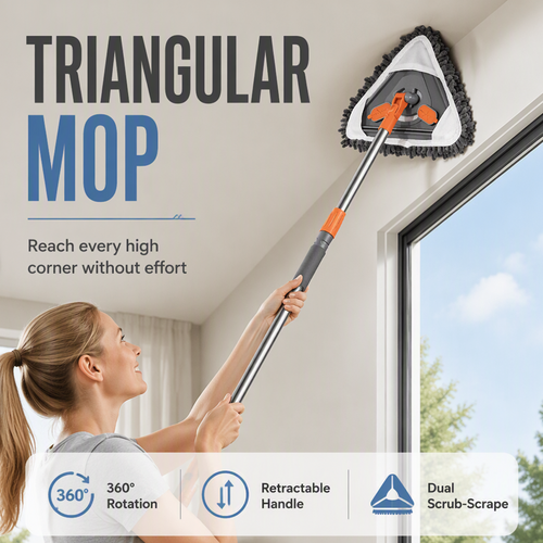 Extendable Triangle Cleaning Mop 🧹 – Easy Corner & Ceiling Cleaning