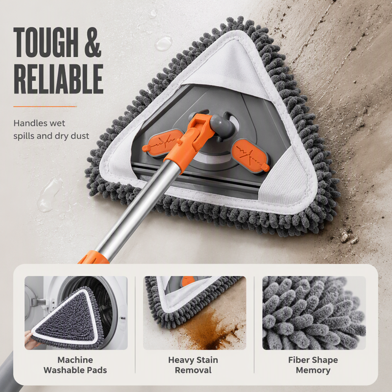 Extendable Triangle Cleaning Mop 🧹 – Easy Corner & Ceiling Cleaning
