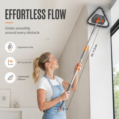Extendable Triangle Cleaning Mop 🧹 – Easy Corner & Ceiling Cleaning