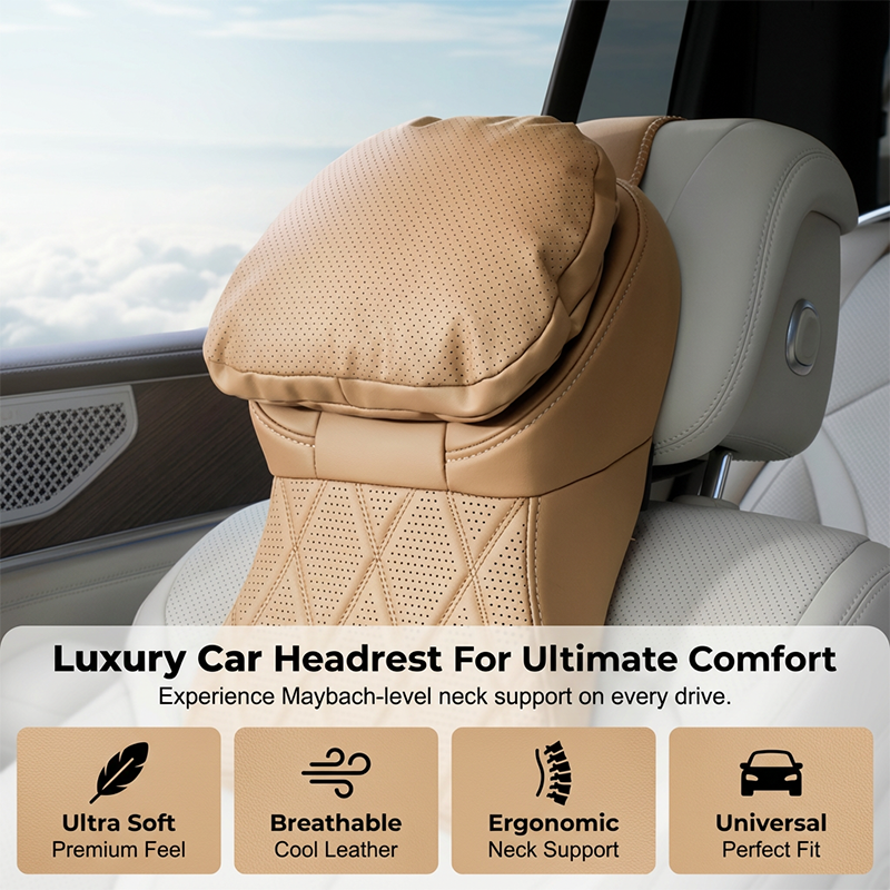 🚗 PU Leather Car Headrest – Comfortable Driving Support