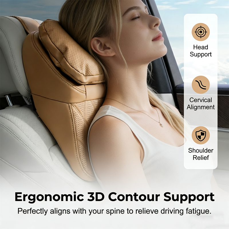 🚗 PU Leather Car Headrest – Comfortable Driving Support