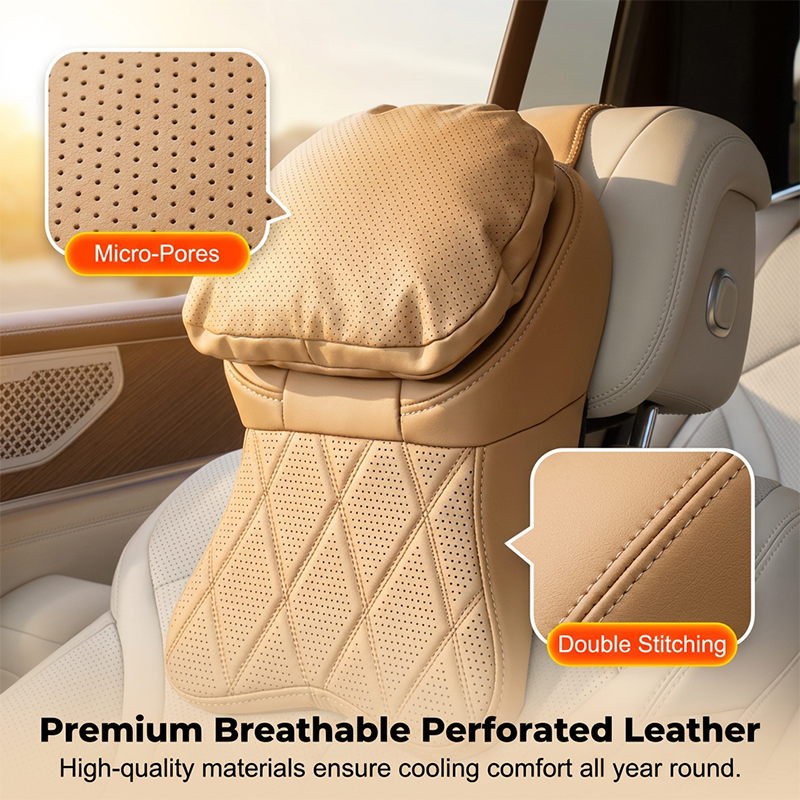 🚗 PU Leather Car Headrest – Comfortable Driving Support