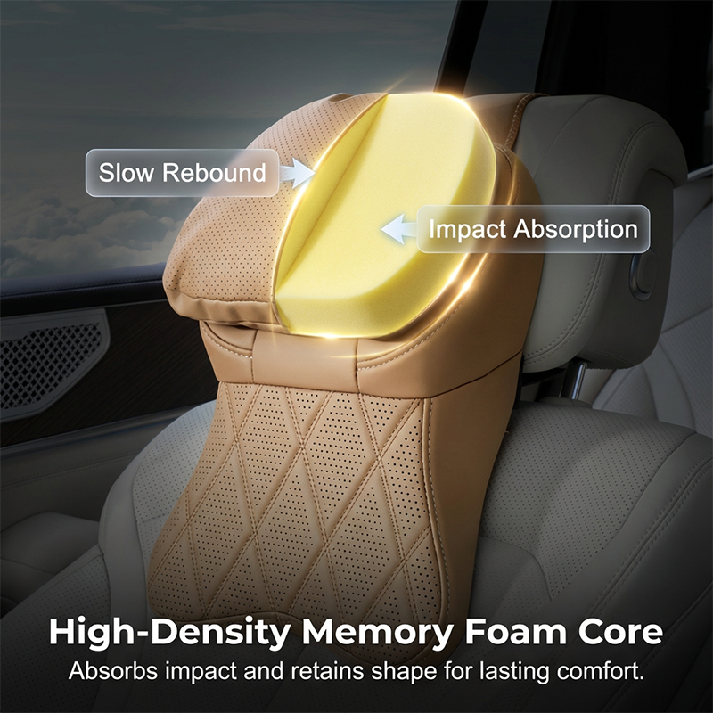 🚗 PU Leather Car Headrest – Comfortable Driving Support