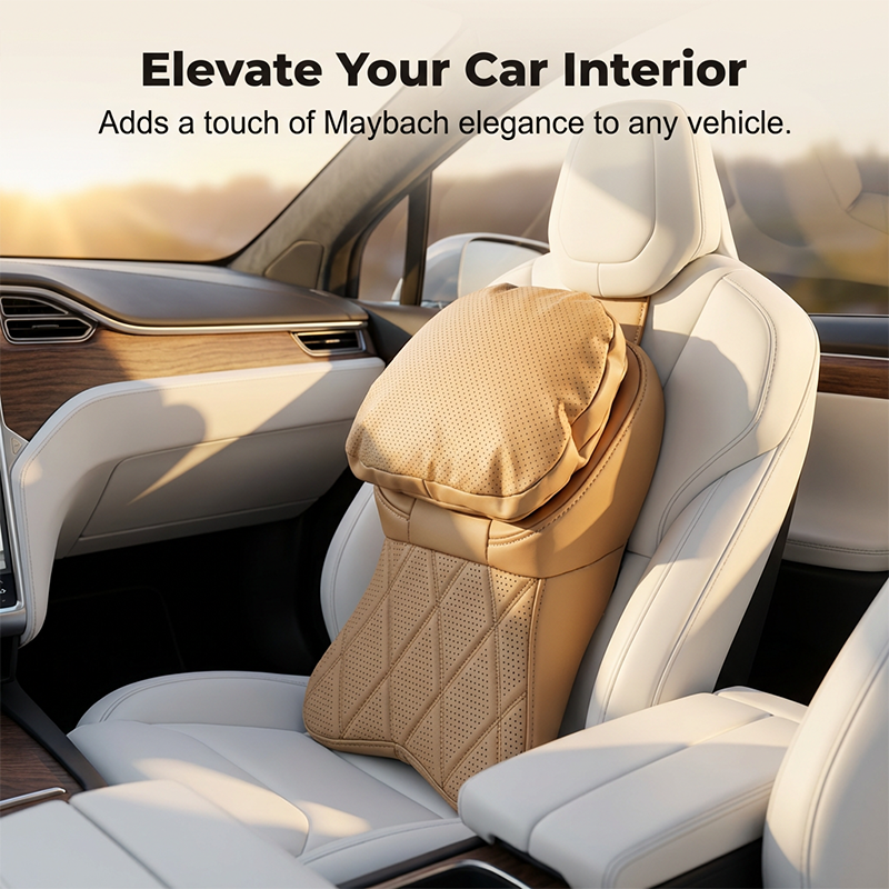 🚗 PU Leather Car Headrest – Comfortable Driving Support