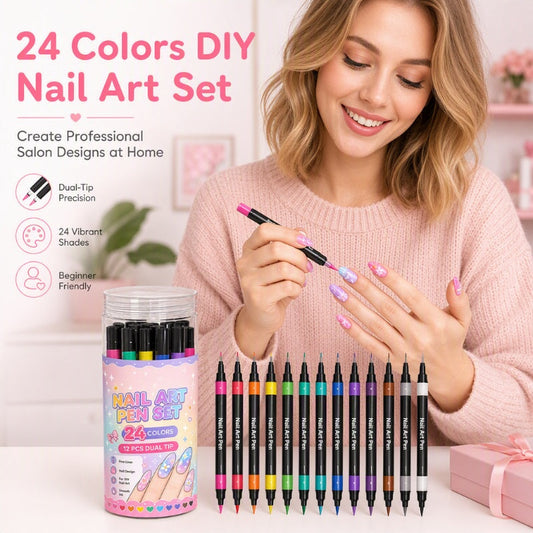 💅24‑Colors Dual‑Ended Nail Art Pens‑DIY Manicure Drawing Set🎁