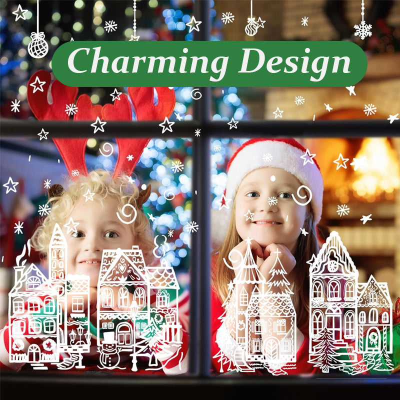 🎄 Merry Christmas Village Window Clings for Festive Holiday Decor ✨