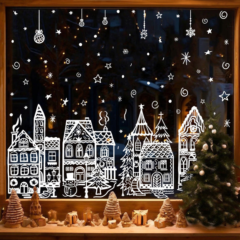 🎄 Merry Christmas Village Window Clings for Festive Holiday Decor ✨