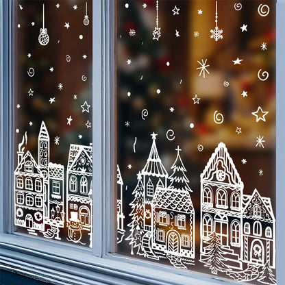 🎄 Merry Christmas Village Window Clings for Festive Holiday Decor ✨