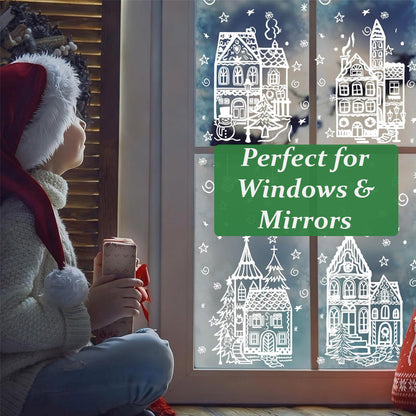 🎄 Merry Christmas Village Window Clings for Festive Holiday Decor ✨