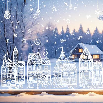 🎄 Merry Christmas Village Window Clings for Festive Holiday Decor ✨