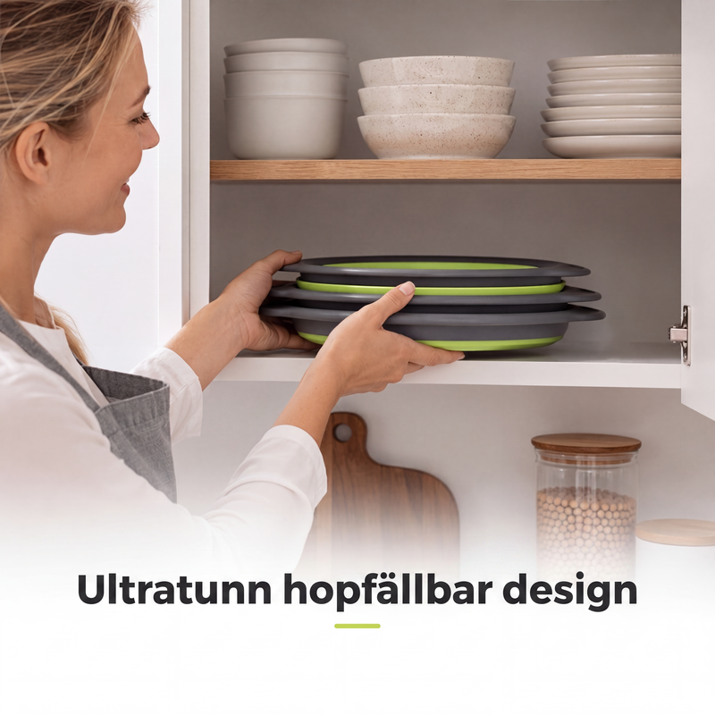 🥗 3-Piece Foldable Colander Set with Drainage Base – Compact Strainers for Pasta, Produce & Veggies 🍝