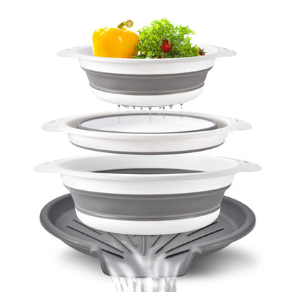 🥗 3-Piece Foldable Colander Set with Drainage Base – Compact Strainers for Pasta, Produce & Veggies 🍝