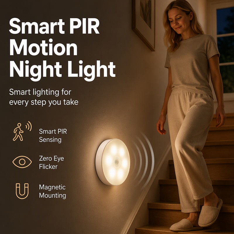 Wireless Motion-Activated Night Light ✨ – Magnetic LED Lighting for Home