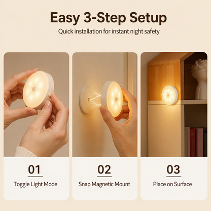 Wireless Motion-Activated Night Light ✨ – Magnetic LED Lighting for Home