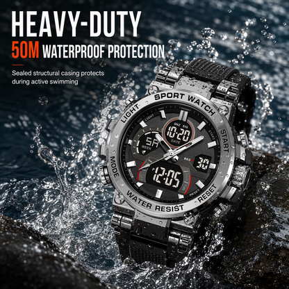 ⌚💪 Tactical 50M Waterproof Sports Watch – Built for Action, Ready for Anything