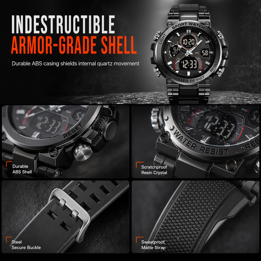 ⌚💪 Tactical 50M Waterproof Sports Watch – Built for Action, Ready for Anything
