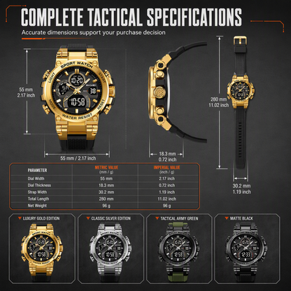 ⌚💪 Tactical 50M Waterproof Sports Watch – Built for Action, Ready for Anything