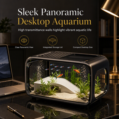 🐠 50% Off 🐠 CrystalView Panoramic Desktop Aquarium with Dual-Purpose Lid and Impact-Resistant Design ✨