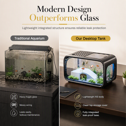 🐠 50% Off 🐠 CrystalView Panoramic Desktop Aquarium with Dual-Purpose Lid and Impact-Resistant Design ✨