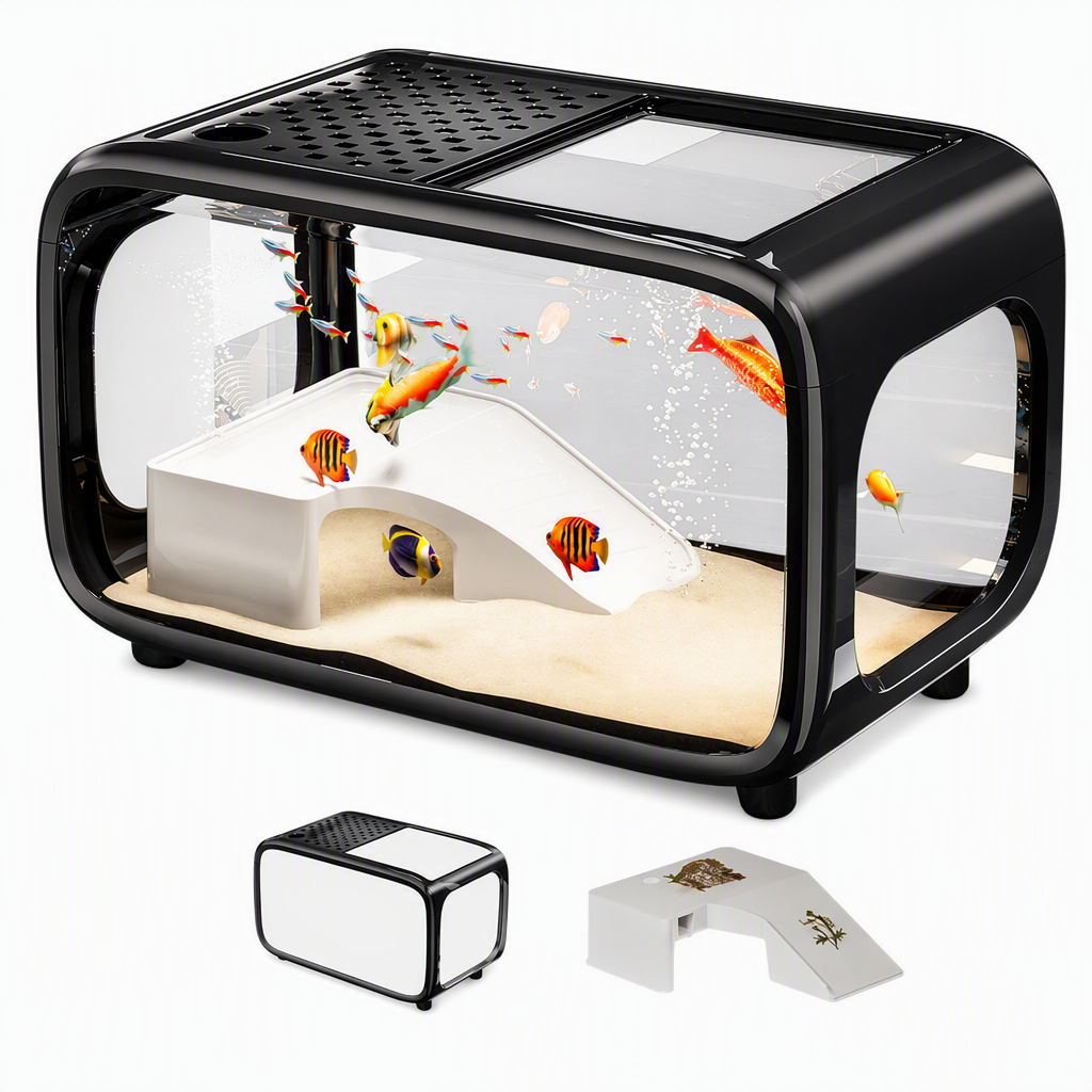 🐠 50% Off 🐠 CrystalView Panoramic Desktop Aquarium with Dual-Purpose Lid and Impact-Resistant Design ✨