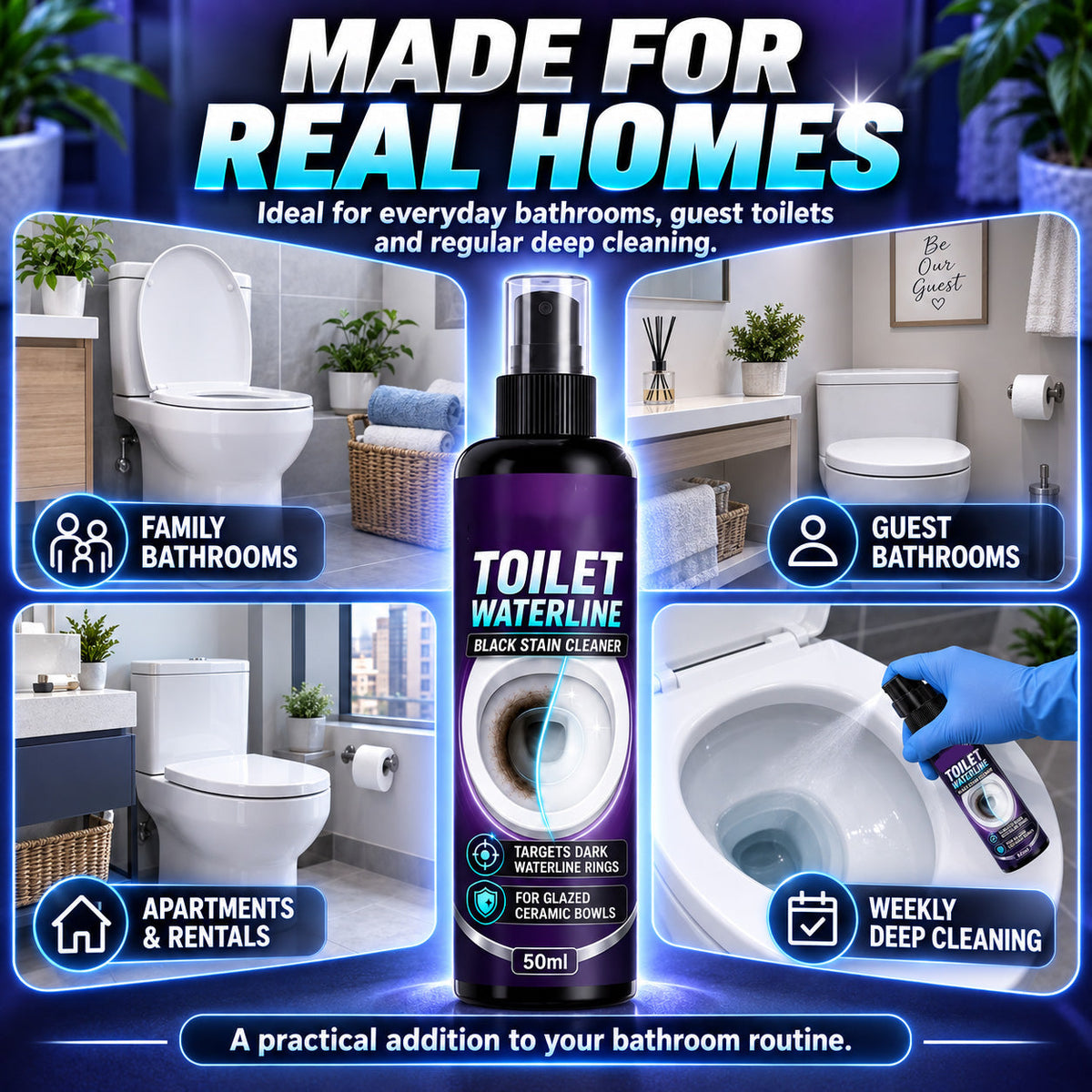 🥳 Hot Seller 🥳💞 Over 10,000 sold! Toilet Water Line Cleaner—Targets black rings with a special formula that reduces scrubbing. Makes your toilet look brand new—hurry and grab yours now! ✅