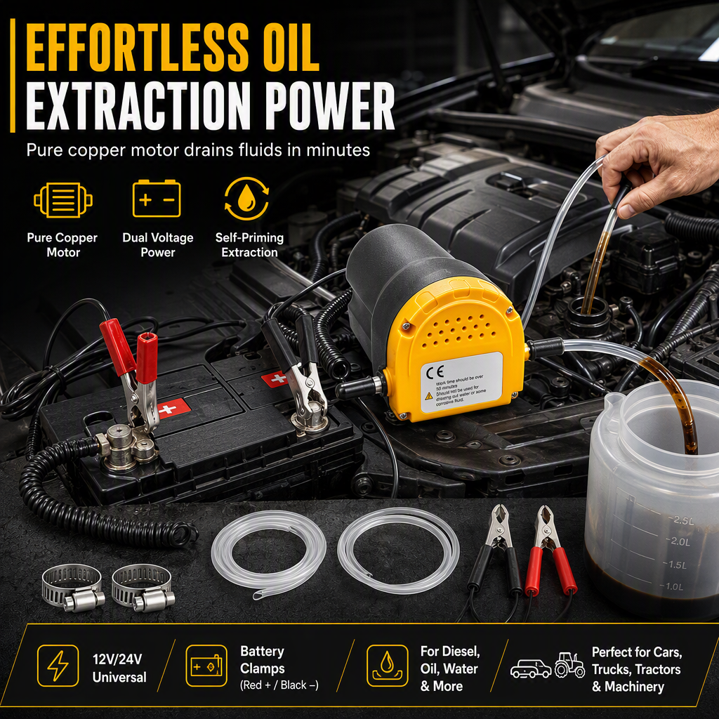 ⚡ Portable 12V/24V Self-Priming Oil Transfer Pump for Fast Fluid Extraction 🔧