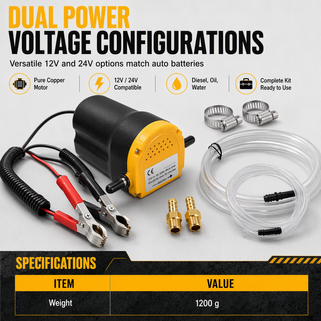 ⚡ Portable 12V/24V Self-Priming Oil Transfer Pump for Fast Fluid Extraction 🔧