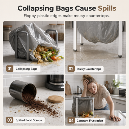🏡 Foldable Trash Bag Holder – Slim Stainless Steel Design for Small-Space Cleanup