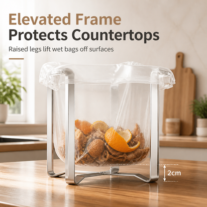 🏡 Foldable Trash Bag Holder – Slim Stainless Steel Design for Small-Space Cleanup