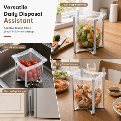 🏡 Foldable Trash Bag Holder – Slim Stainless Steel Design for Small-Space Cleanup