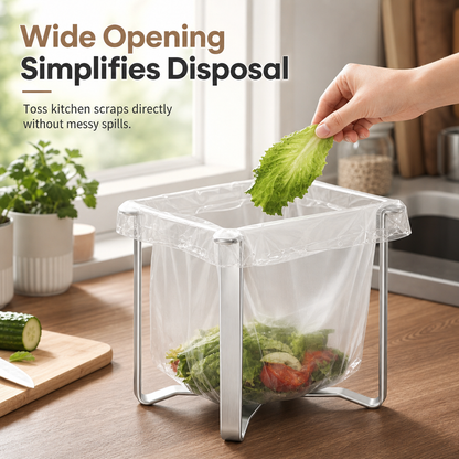 🏡 Foldable Trash Bag Holder – Slim Stainless Steel Design for Small-Space Cleanup