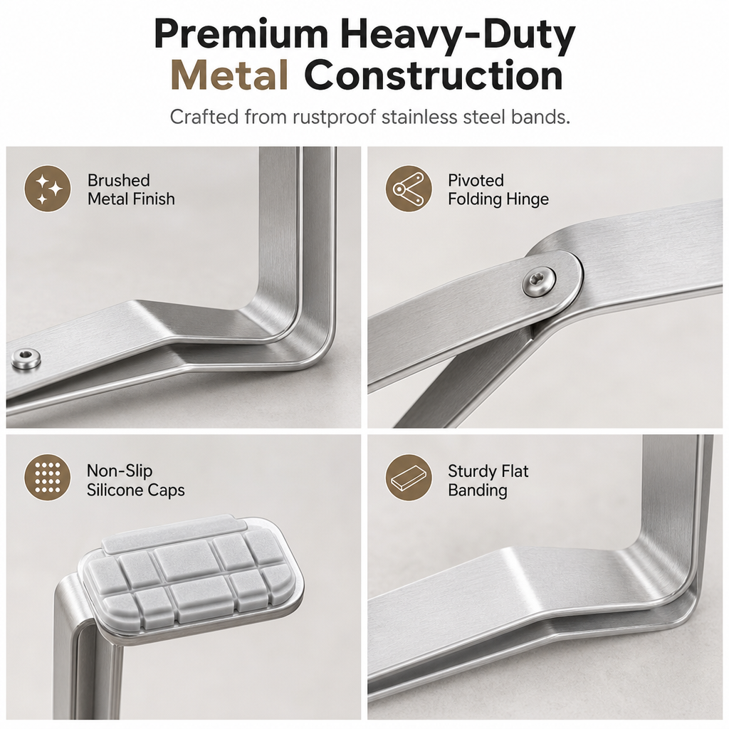 🏡 Foldable Trash Bag Holder – Slim Stainless Steel Design for Small-Space Cleanup