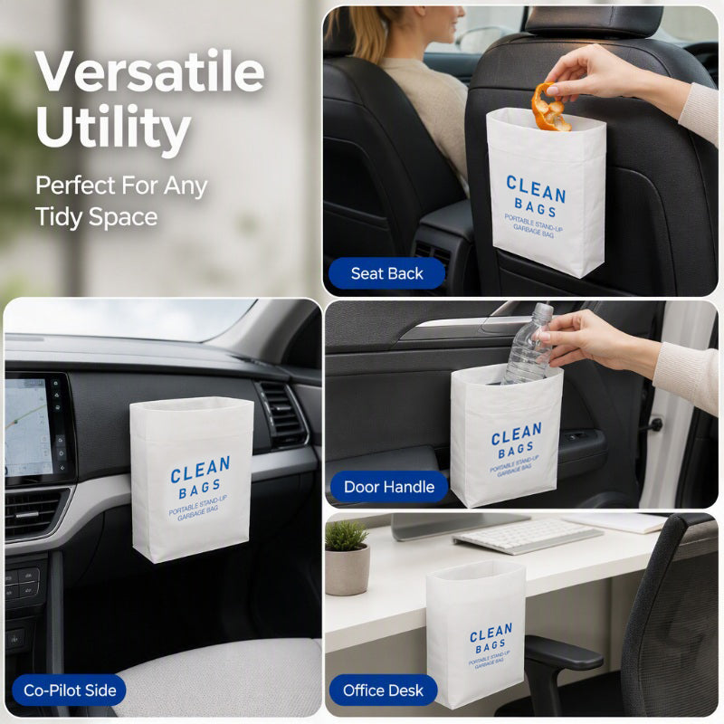 🚗Peel-and-Stick Self-Standing Trash Bags for Cars, Desks and Kitchens 🗑️