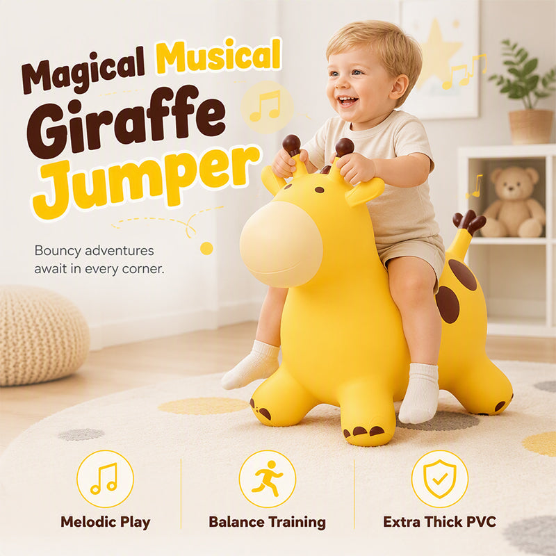 🦒 Inflatable Giraffe Ride-On Bouncer for Kids – Active Indoor & Outdoor Toy for Balance, Coordination & Playtime Fun 🎈