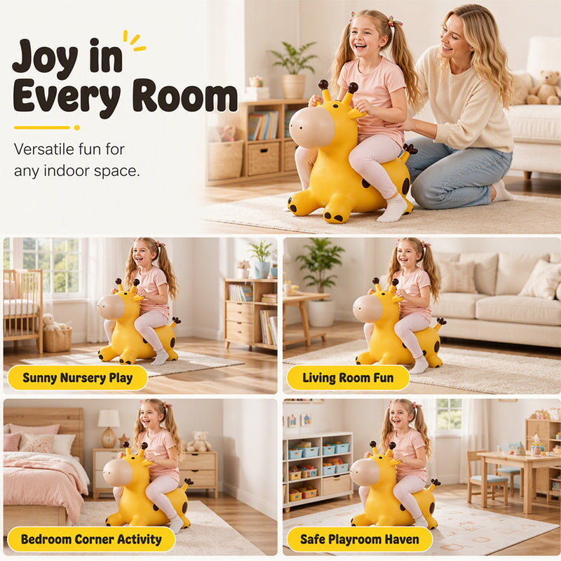 🦒 Inflatable Giraffe Ride-On Bouncer for Kids – Active Indoor & Outdoor Toy for Balance, Coordination & Playtime Fun 🎈