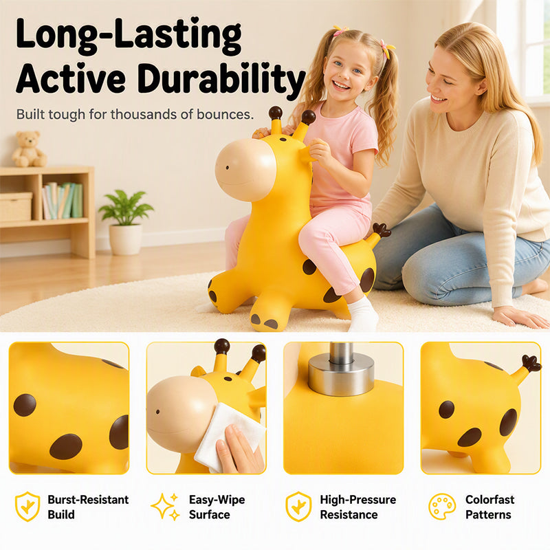 🦒 Inflatable Giraffe Ride-On Bouncer for Kids – Active Indoor & Outdoor Toy for Balance, Coordination & Playtime Fun 🎈